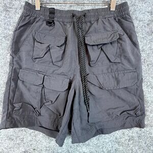 PacSun Cargo Shorts Mens Small Gray Nylon Utility Pocket Hiking Drawstring Waist